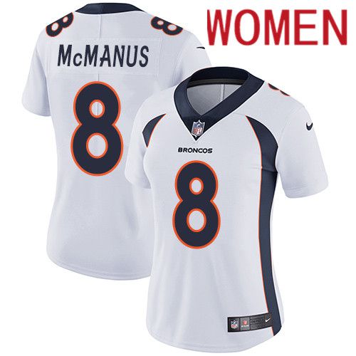 Women Denver Broncos #8 Brandon McManus White Nike Vapor Limited NFL Jersey